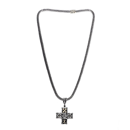 John Hardy Sterling Silver 18K Yellow Gold Cross Pendant Necklace 3 of 6