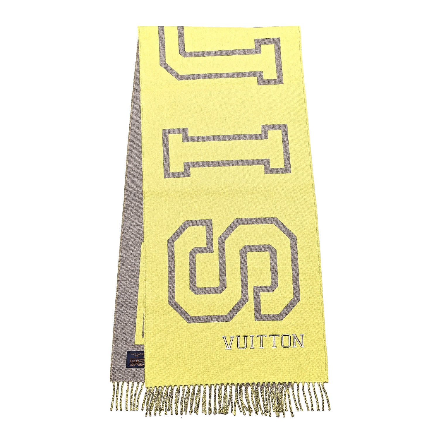Louis Vuitton Wool Cashmere Fluo Louis City Scarf Yellow Gris 3 of 5