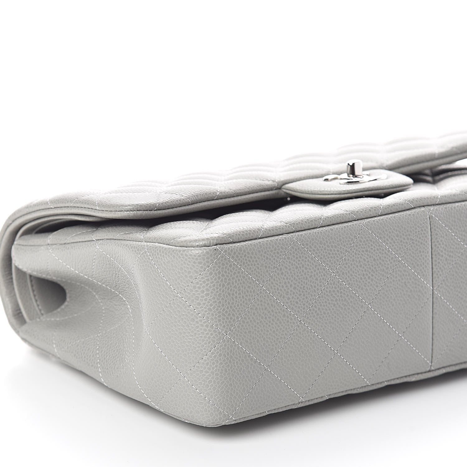 Chanel Caviar Quilted Jumbo Double Flap Light Grey 9 of 11