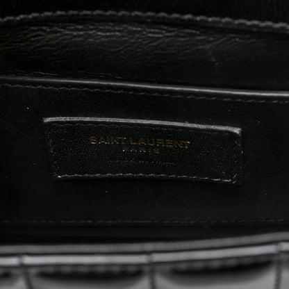 Saint Laurent Patent Calfskin Matelasse Monogram Small Vicky Chain Bag Black 6 of 9