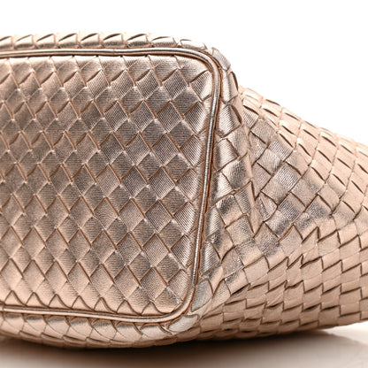 Bottega Veneta Metallic Grosgrain Intrecciato Ciambrino Bag Rose Gold 9 of 9