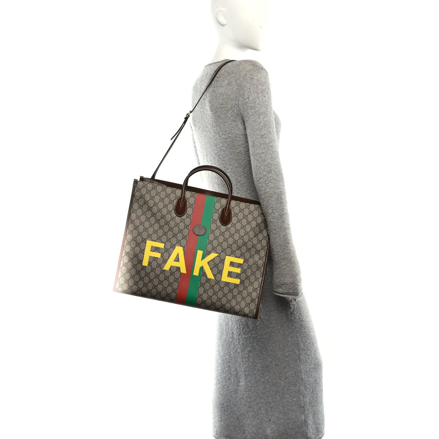Gucci GG Supreme Monogram Fake/Not Large Retro Interlocking G Tote Bag Beige Brown Sugar 2 of 10