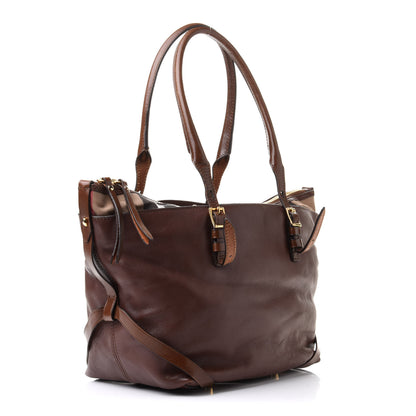 Burberry Calfskin House Check Small Salisbury Tote Brown 3 of 11