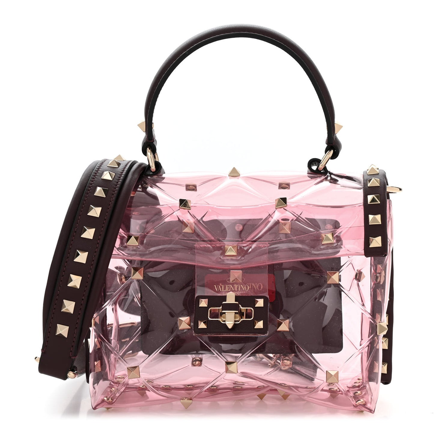 PVC Mini Candystud Top Handle Bag Rubin