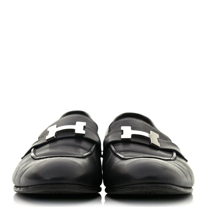Hermes Goatskin Womens Paris Loafers 39 Black 2 of 9