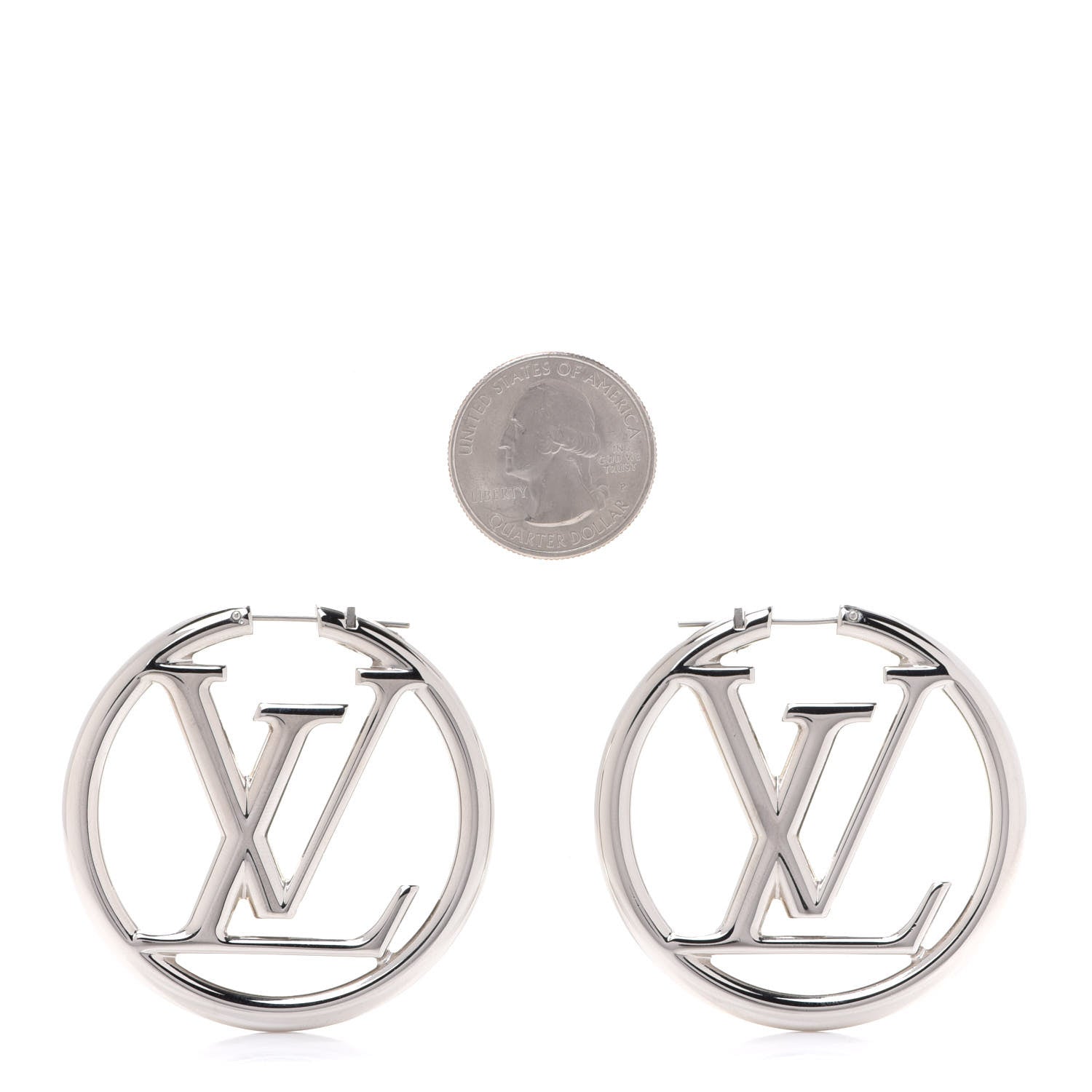 Louis Vuitton Palladium Louise Hoop Earrings Silver 2 of 5