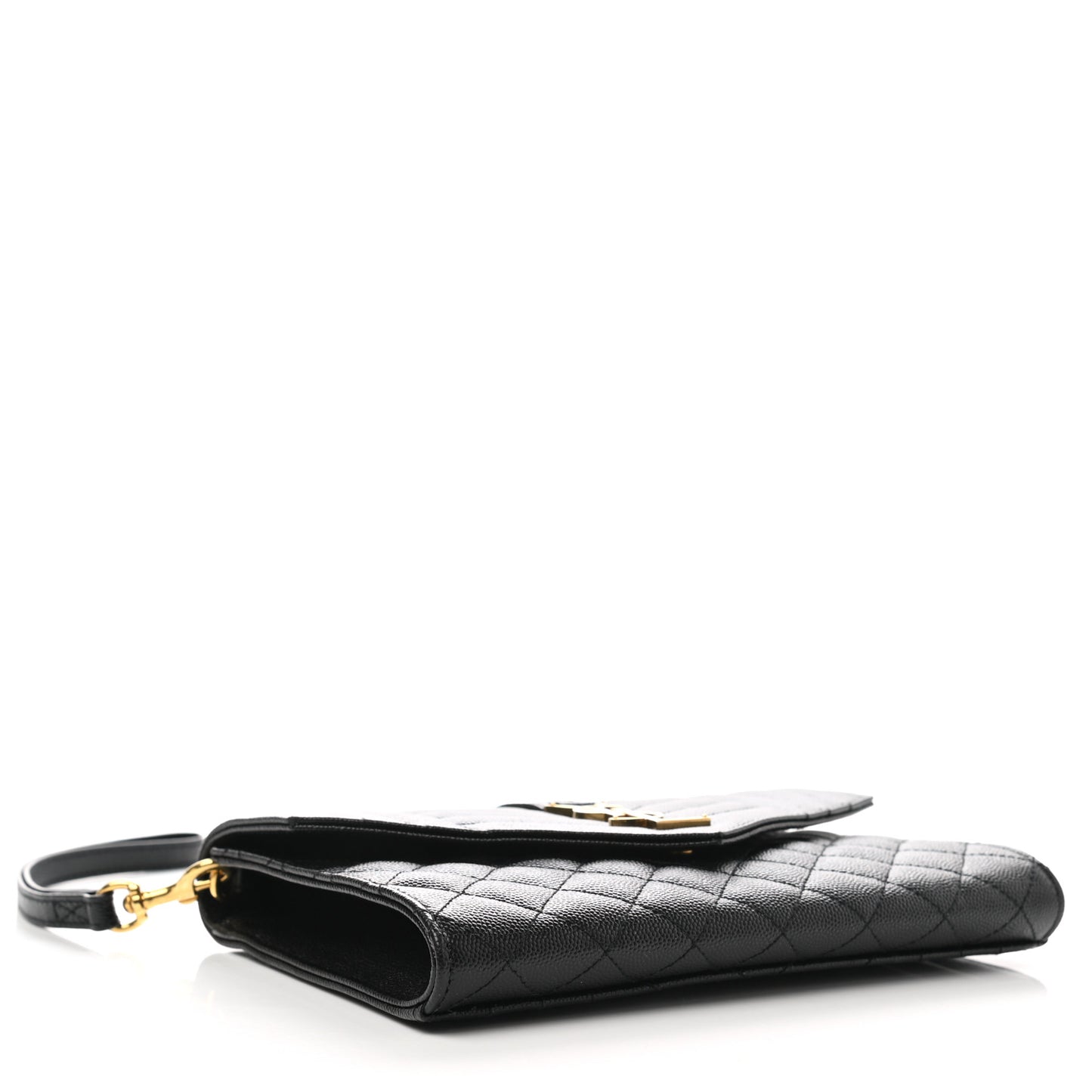 Grain De Poudre Textured Mixed Matelasse Triquilt Monogram Clutch Black