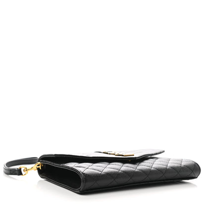 Saint Laurent Grain De Poudre Textured Mixed Matelasse Triquilt Monogram Clutch Black 5 of 8