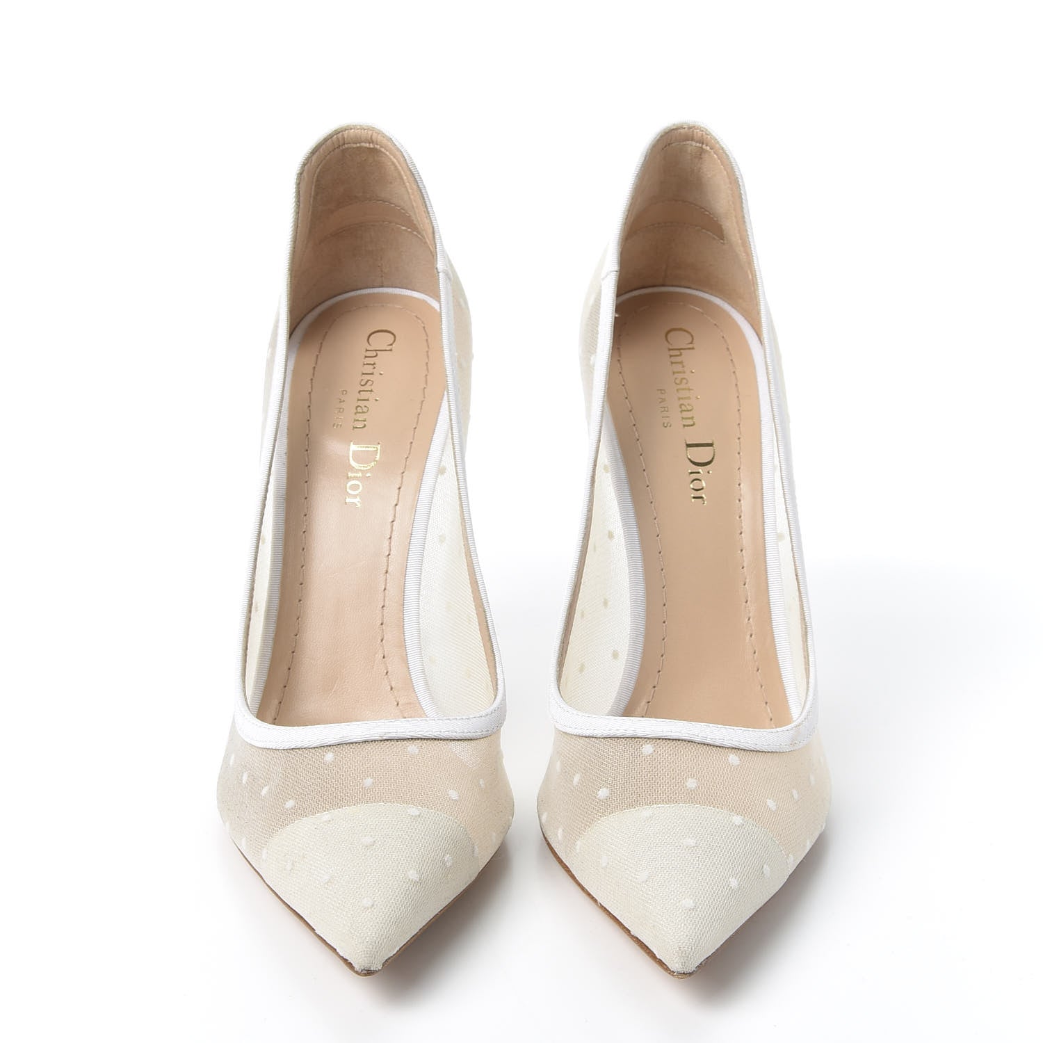Christian Dior Mesh Plumetis Tulle D-Moi Pumps 38.5 White 3 of 9