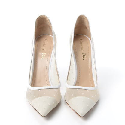 Christian Dior Mesh Plumetis Tulle D-Moi Pumps 38.5 White 3 of 9