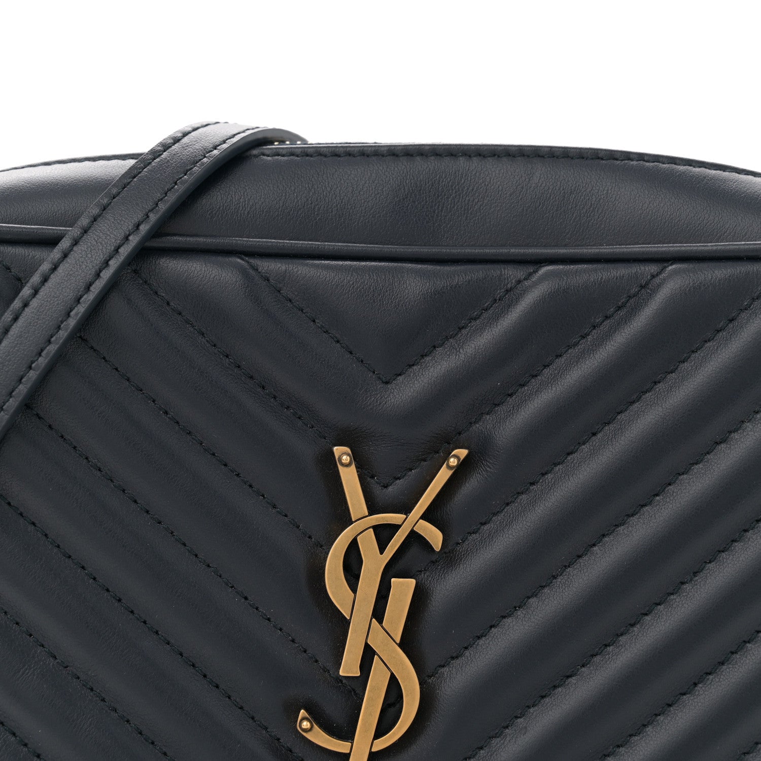 Saint Laurent Calfskin Matelasse Monogram Lou Camera Bag Deep Marine 8 of 11