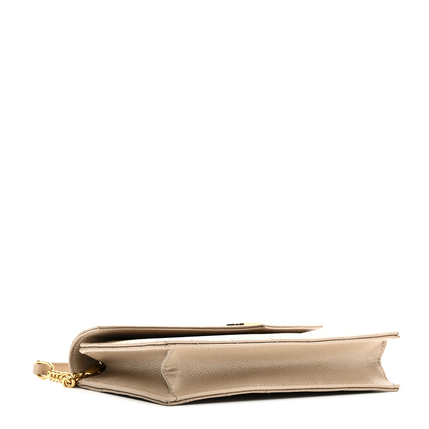 Saint Laurent Grain De Poudre Matelasse Chevron Monogram Envelope Chain Wallet Dark Beige 4 of 9
