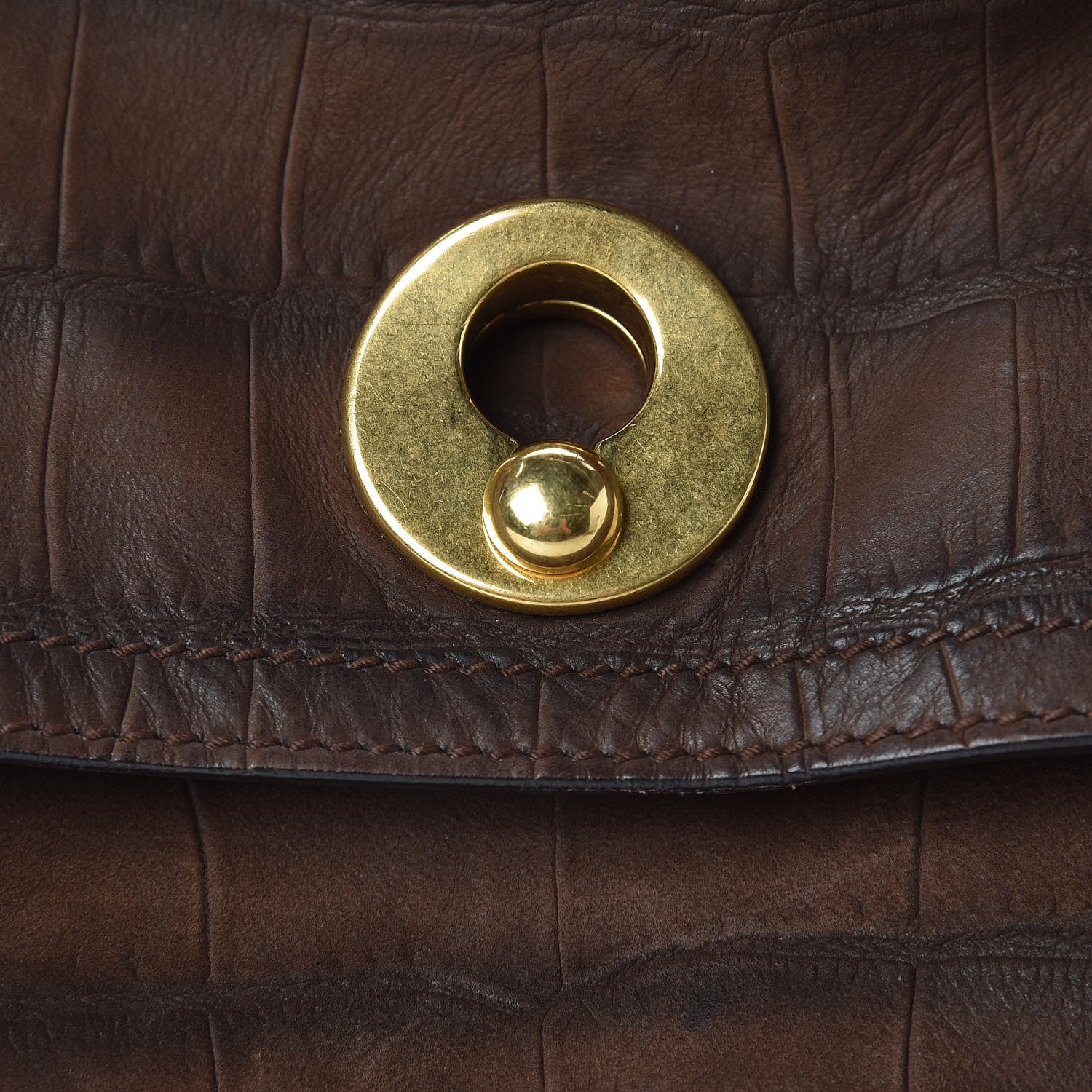 Saint Laurent Nubuck Crocodile Embossed Large Muse Two Brown 8 of 10