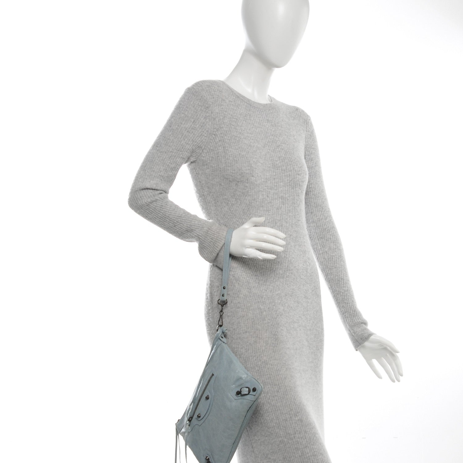 Balenciaga Agneau Classic Hardware Flat Handle Clutch Bleu Acier 2 of 7