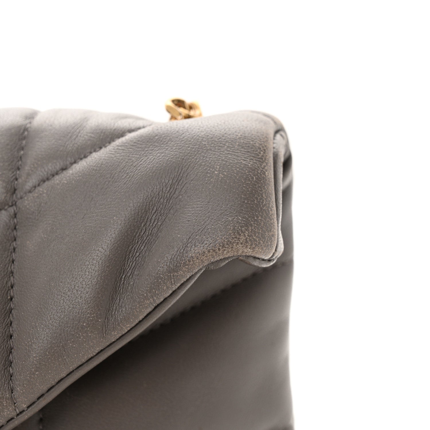 Saint Laurent Lambskin Quilted Toy Loulou Puffer Monogram Chain Satchel Fog 15 of 17