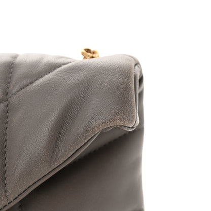 Saint Laurent Lambskin Quilted Toy Loulou Puffer Monogram Chain Satchel Fog 15 of 17