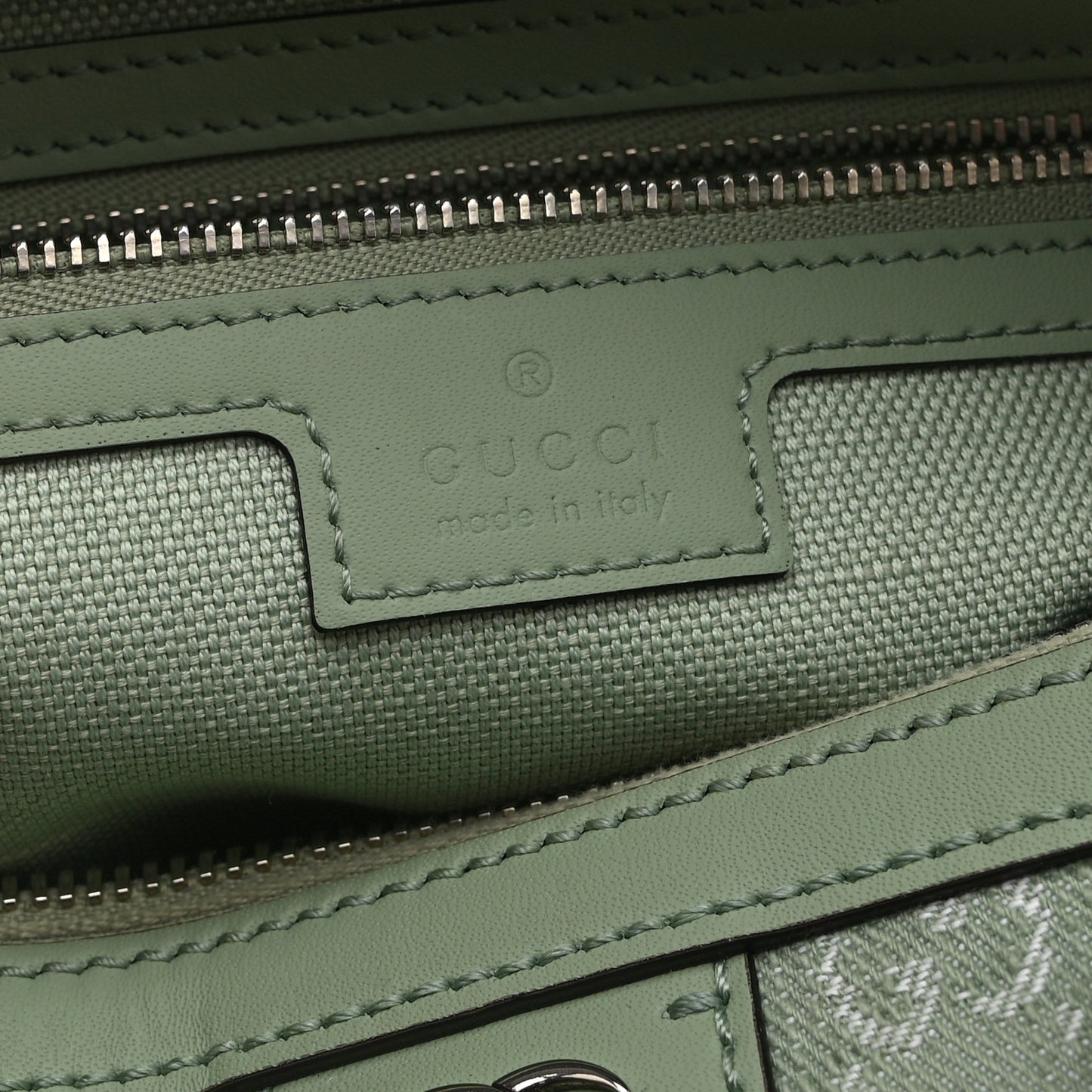 Summer Denim Calfskin GG Monogram Small Ophidia Top Handle Bag Pale Green