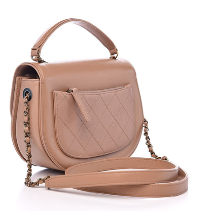 Chanel Shiny Calfskin Goatskin Quilted Small Coco Curve Messenger Flap Beige 3 of 16