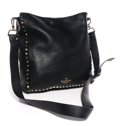 Valentino Garavani Pebbled Calfskin Large Rockstud Flip-Lock Messenger Bag Black 3 of 7