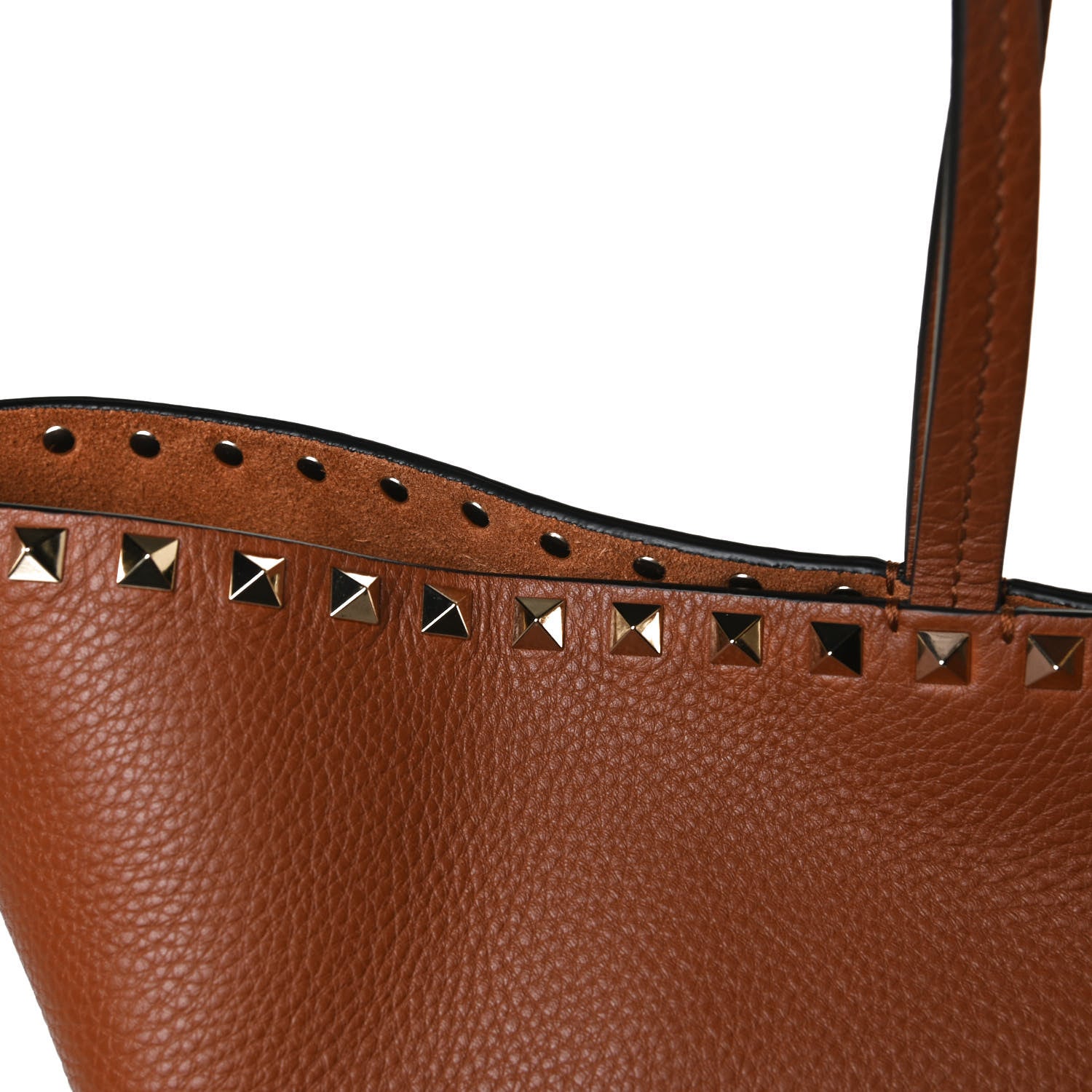 Valentino Garavani Grained Calfskin Rockstud Shoulder Tote Bright Cognac 14 of 14