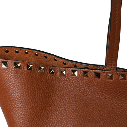 Valentino Garavani Grained Calfskin Rockstud Shoulder Tote Bright Cognac 14 of 14