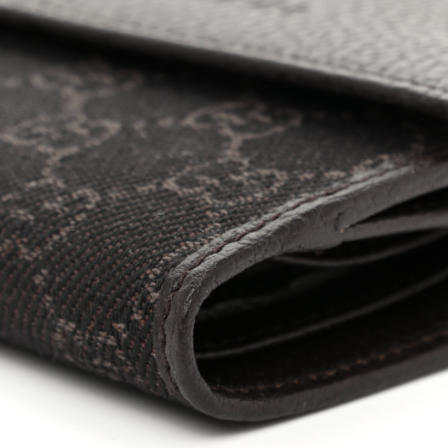 Calfskin Denim Monogram French Flap Wallet Brown