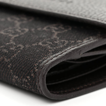 Gucci Calfskin Denim Monogram French Flap Wallet Brown 10 of 11