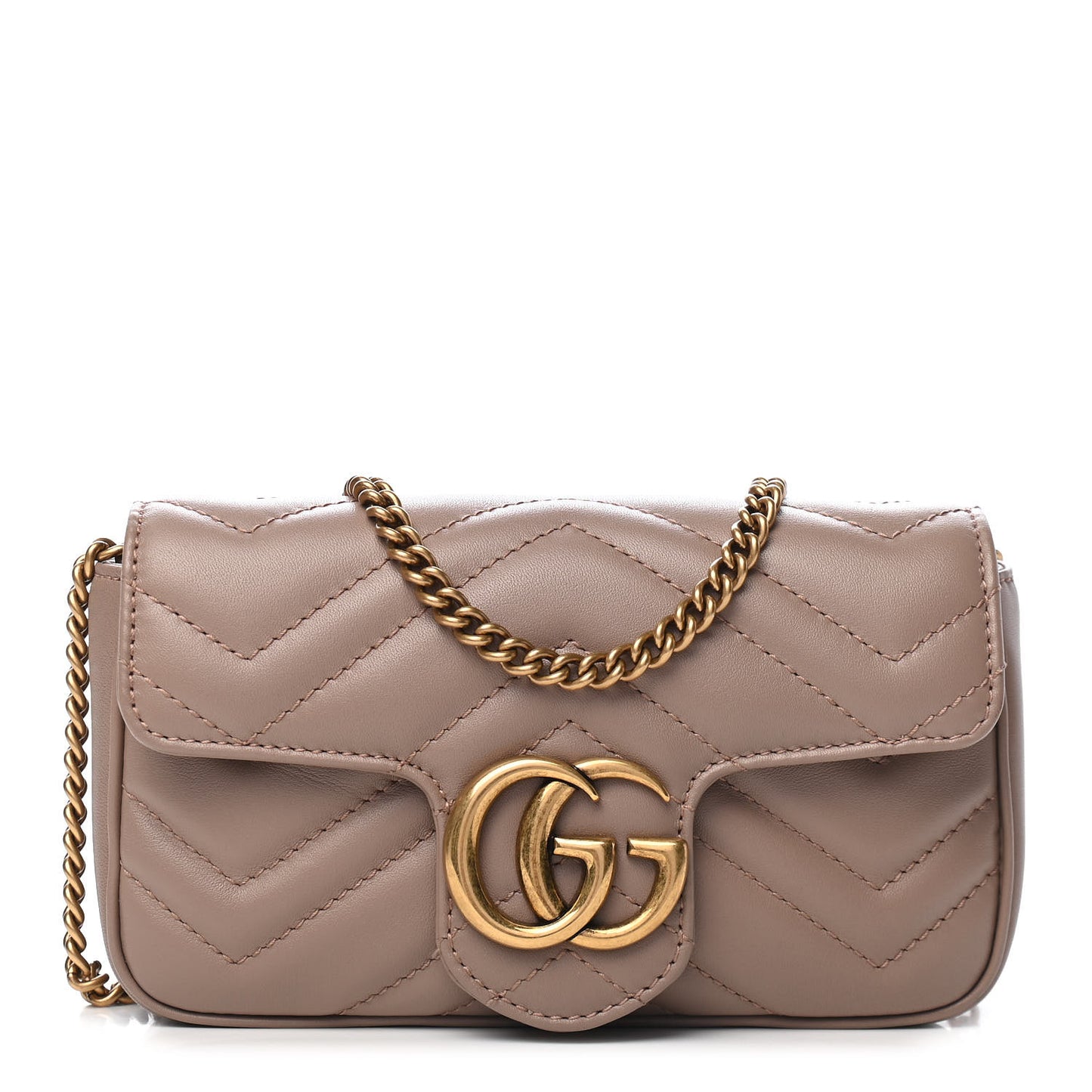 Calfskin Matelasse Super Mini GG Marmont Shoulder Bag Porcelain Rose