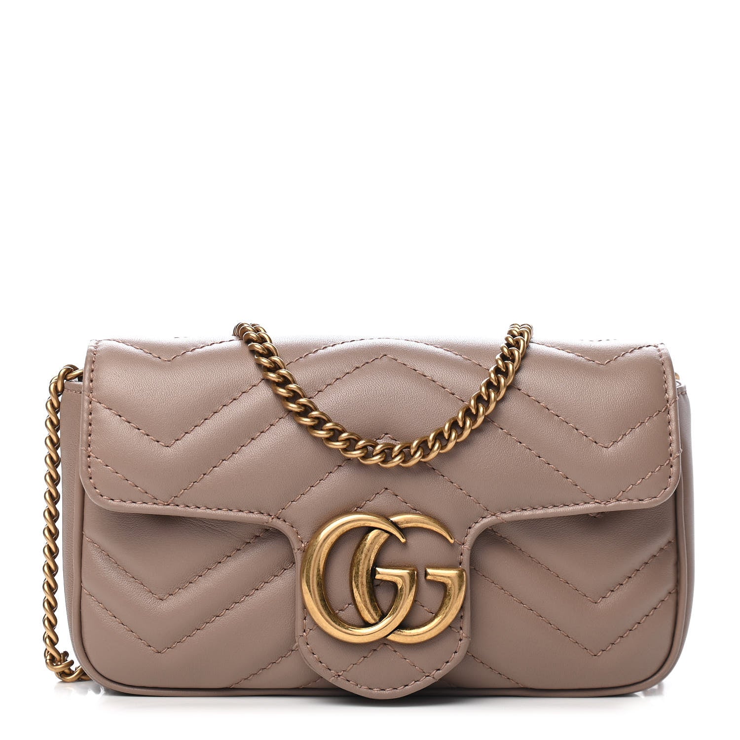 Gucci Calfskin Matelasse Super Mini GG Marmont Shoulder Bag Porcelain Rose 1 of 8