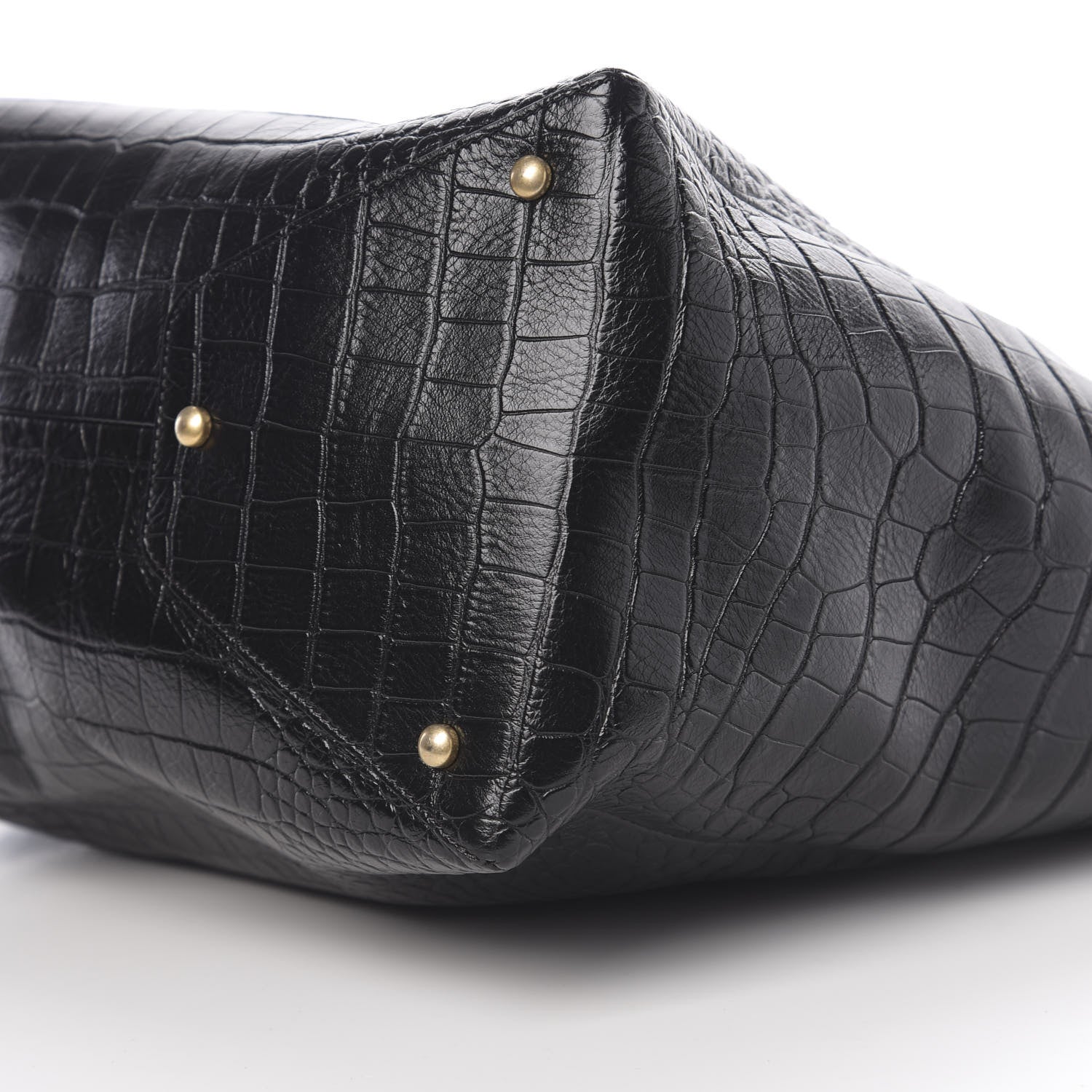 Chanel Calfskin Crocodile Embossed Large Cocodile Shopping Tote Black 8 of 9