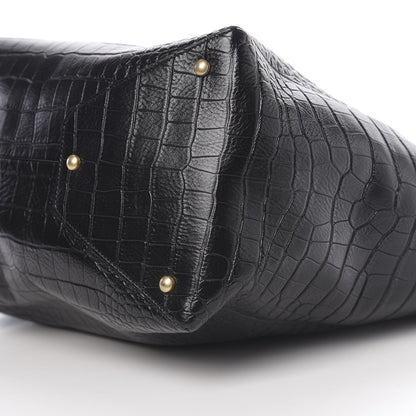 Chanel Calfskin Crocodile Embossed Large Cocodile Shopping Tote Black 8 of 9