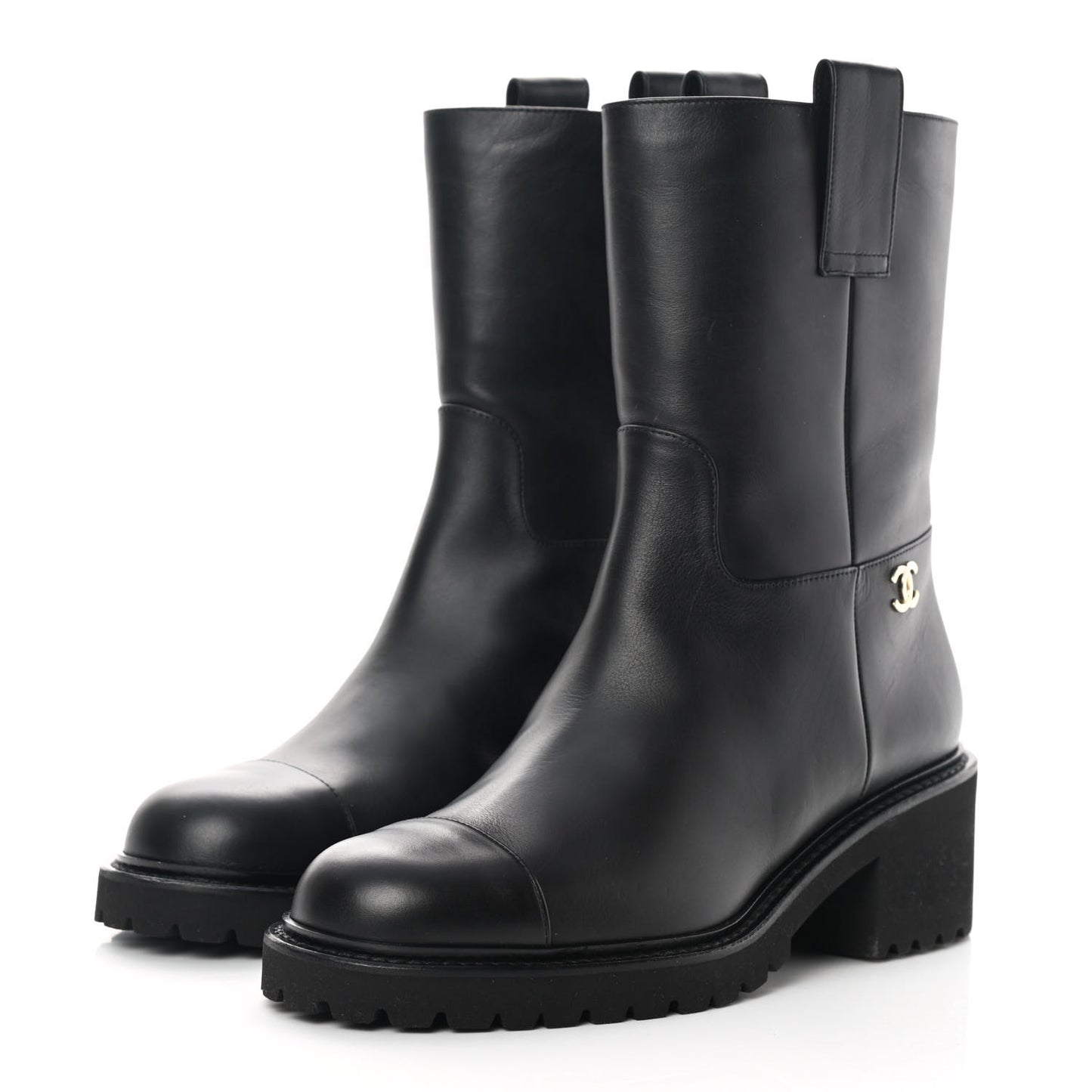 Calfskin CC Ankle Boots 38 Black