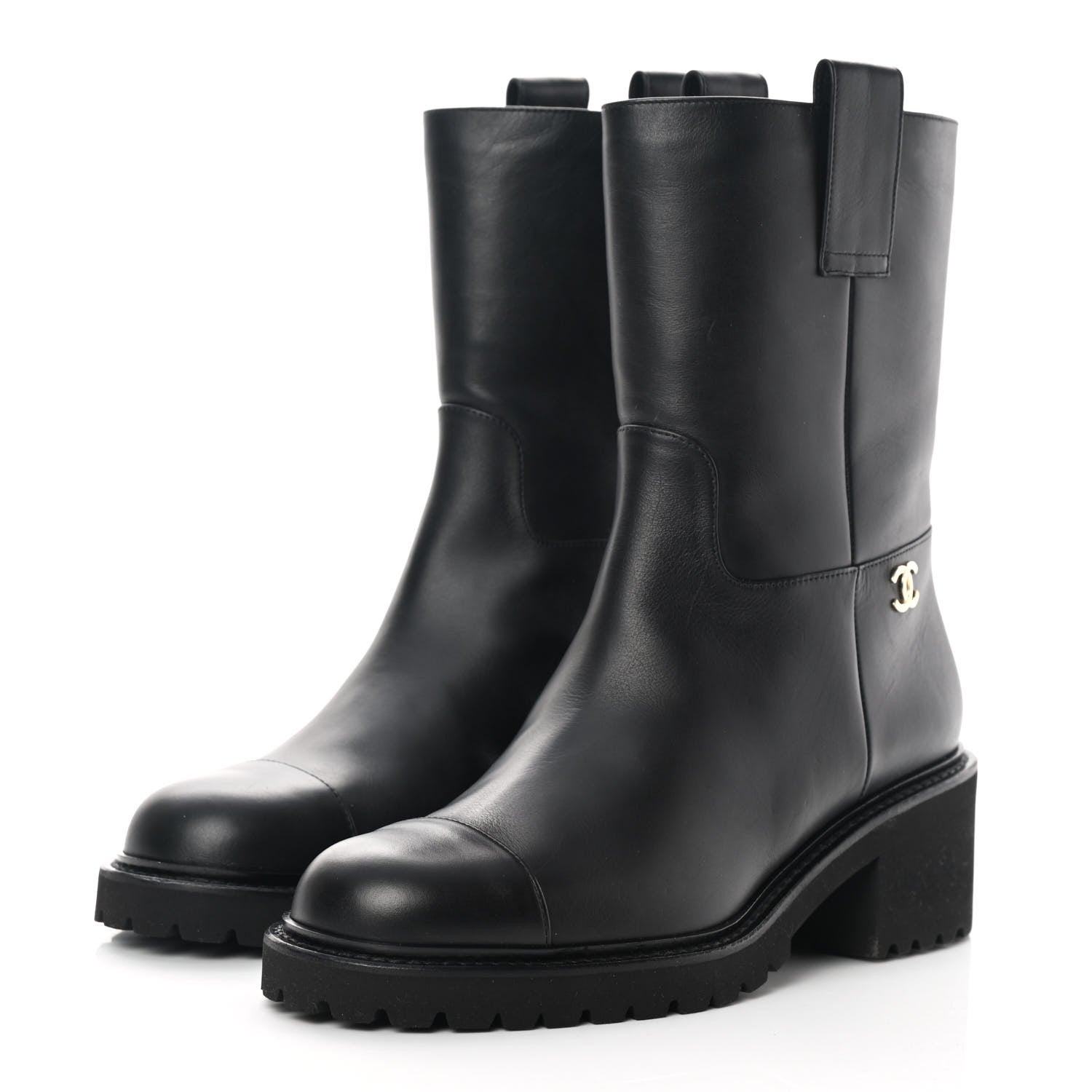 Chanel Calfskin CC Ankle Boots 38 Black 3 of 11