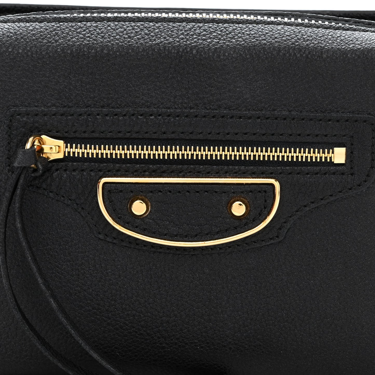 Chevre Gold Metallic Edge Hardware Bum Bag Black