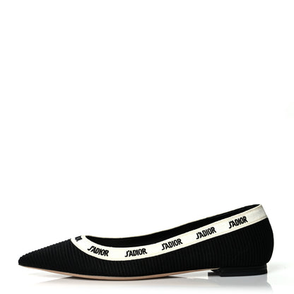 Christian Dior Fabric Ribbon Embroidered J'Adior Ballet Flats 39.5 Black 1 of 8