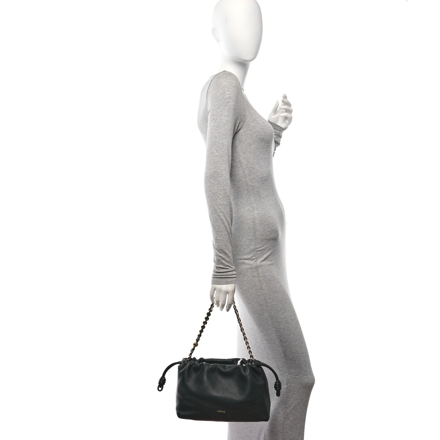 Loewe Mellow Nappa Donut Chain Flamenco Knot Clutch Black 2 of 10