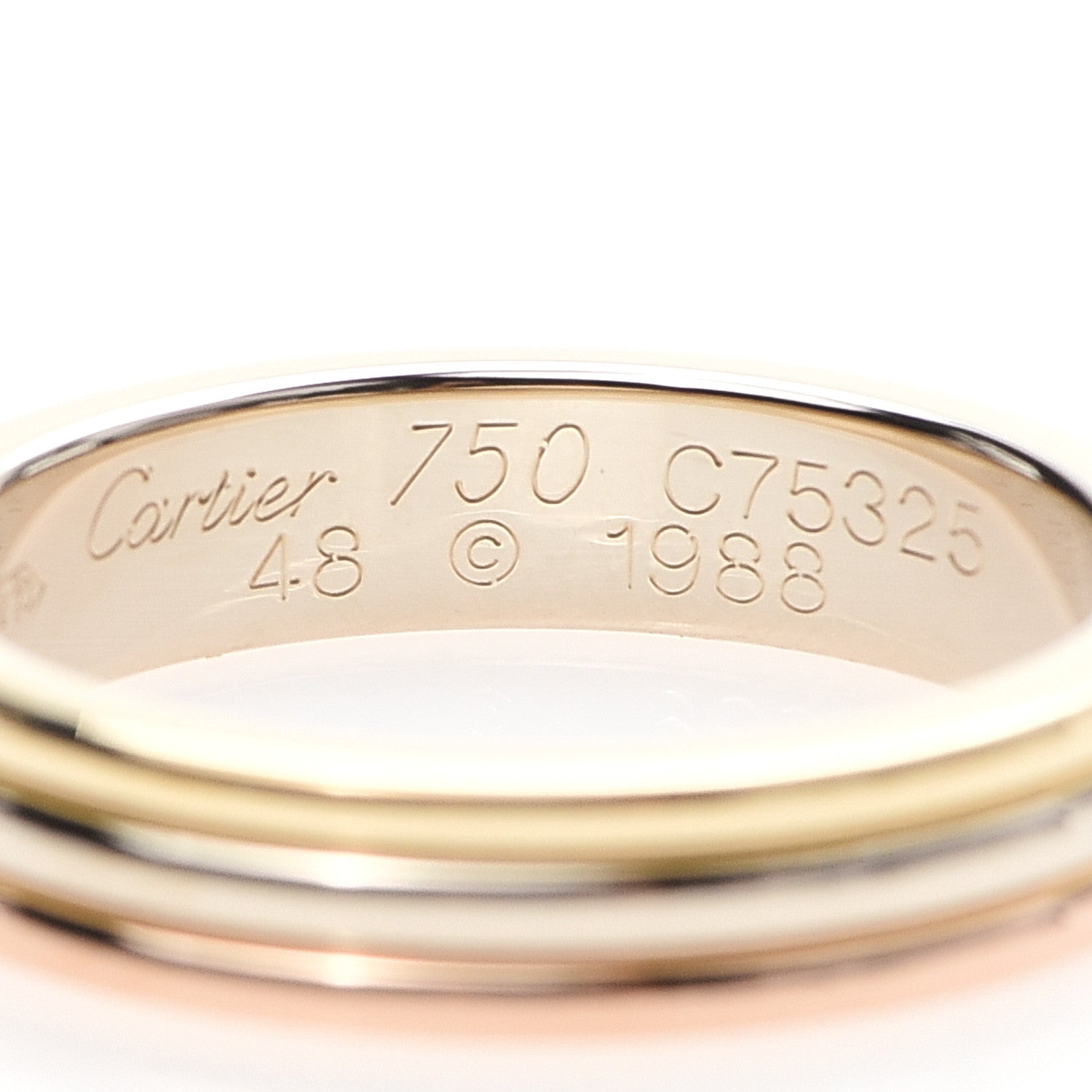 Cartier 18K Pink White Yellow Gold 3.5mm Vendome Louis Cartier Wedding Band Ring 48 4.5 5 of 5