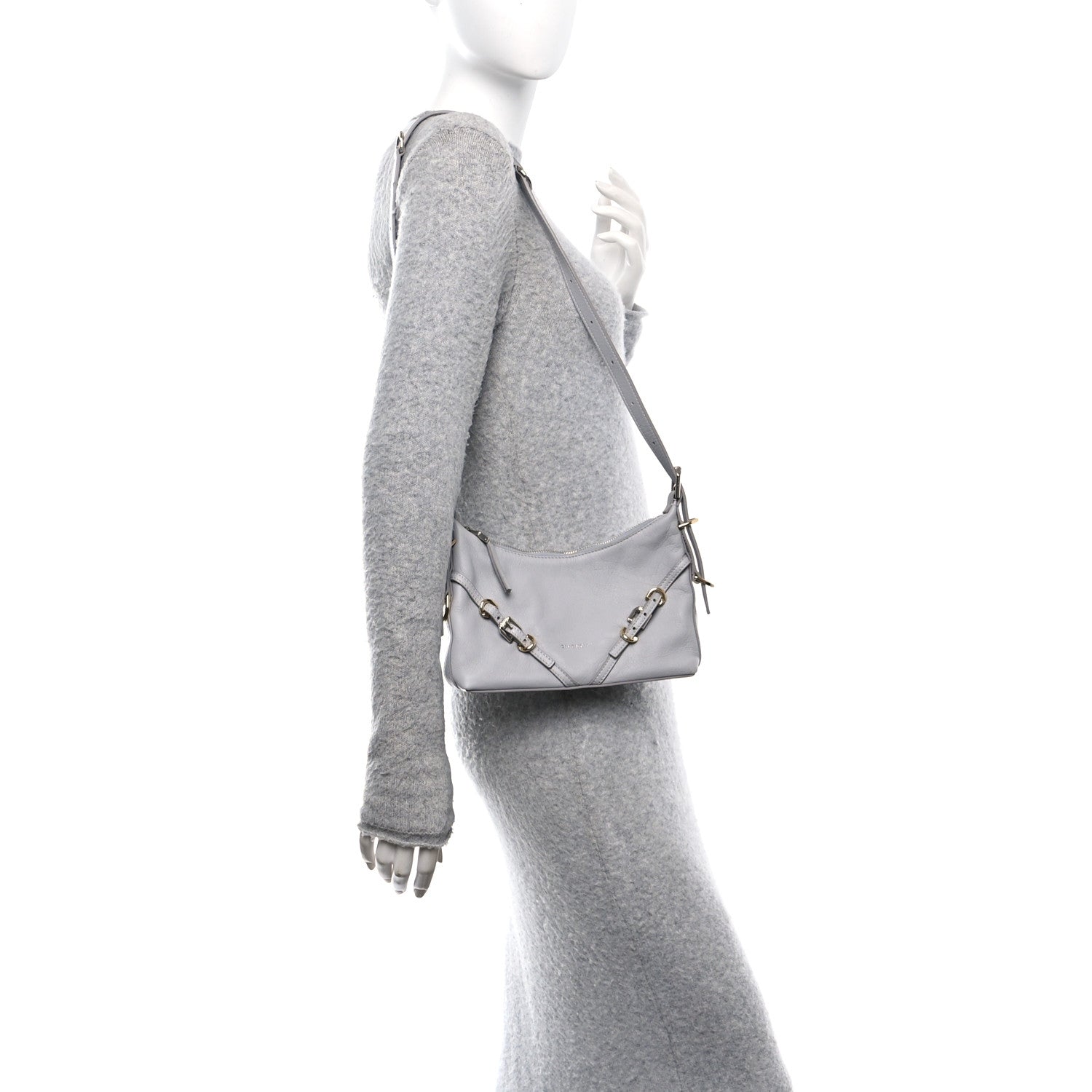 Givenchy Tumbled Calfskin Mini Voyou Boyfriend Party Bag Light Grey 2 of 11