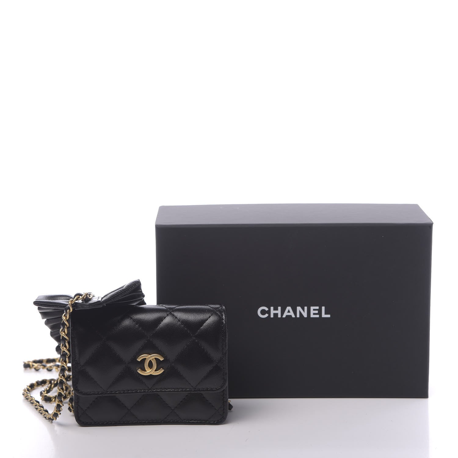 Chanel Lambskin Quilted Romance Clutch With Chain Black 12 of 12