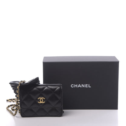 Chanel Lambskin Quilted Romance Clutch With Chain Black 12 of 12