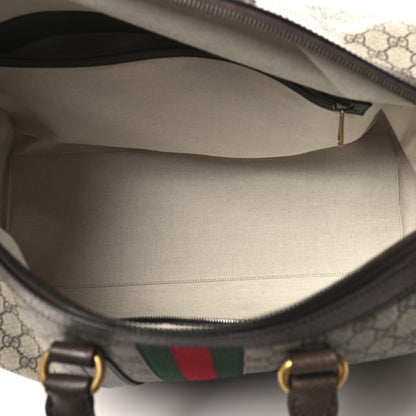Gucci GG Supreme Monogram Textured Dollar Calfskin Web Large Savoy Duffle Bag Beige Ebony 4 of 11