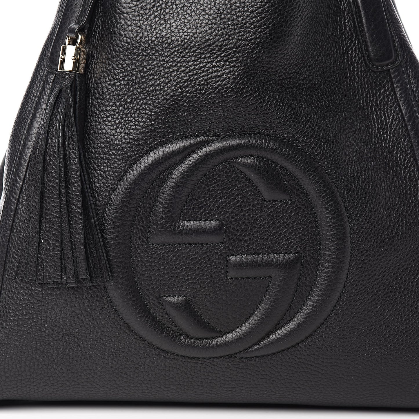 Pebbled Calfskin Medium Soho Shoulder Bag Black
