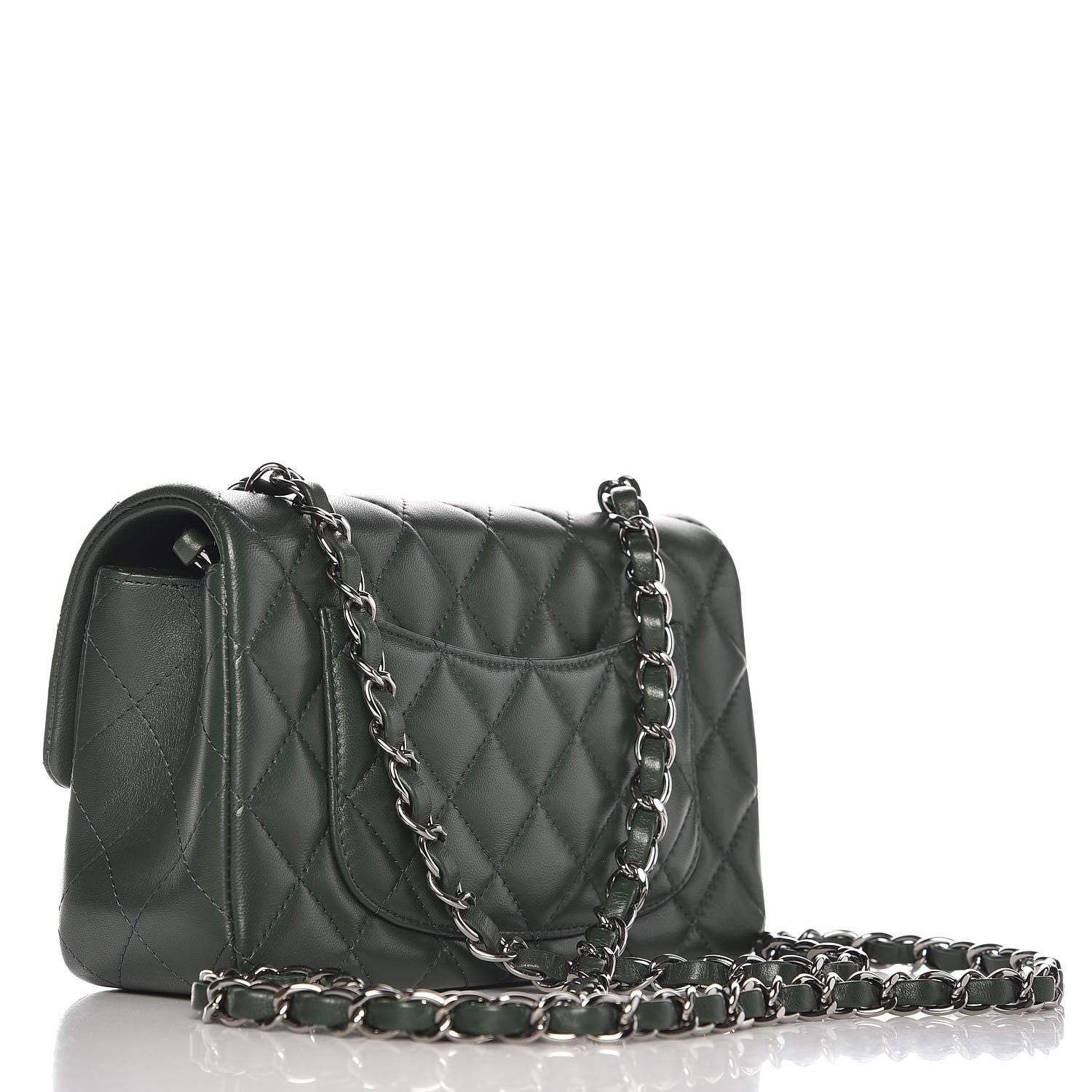Chanel Lambskin Quilted Mini Rectangular Flap Green 3 of 8