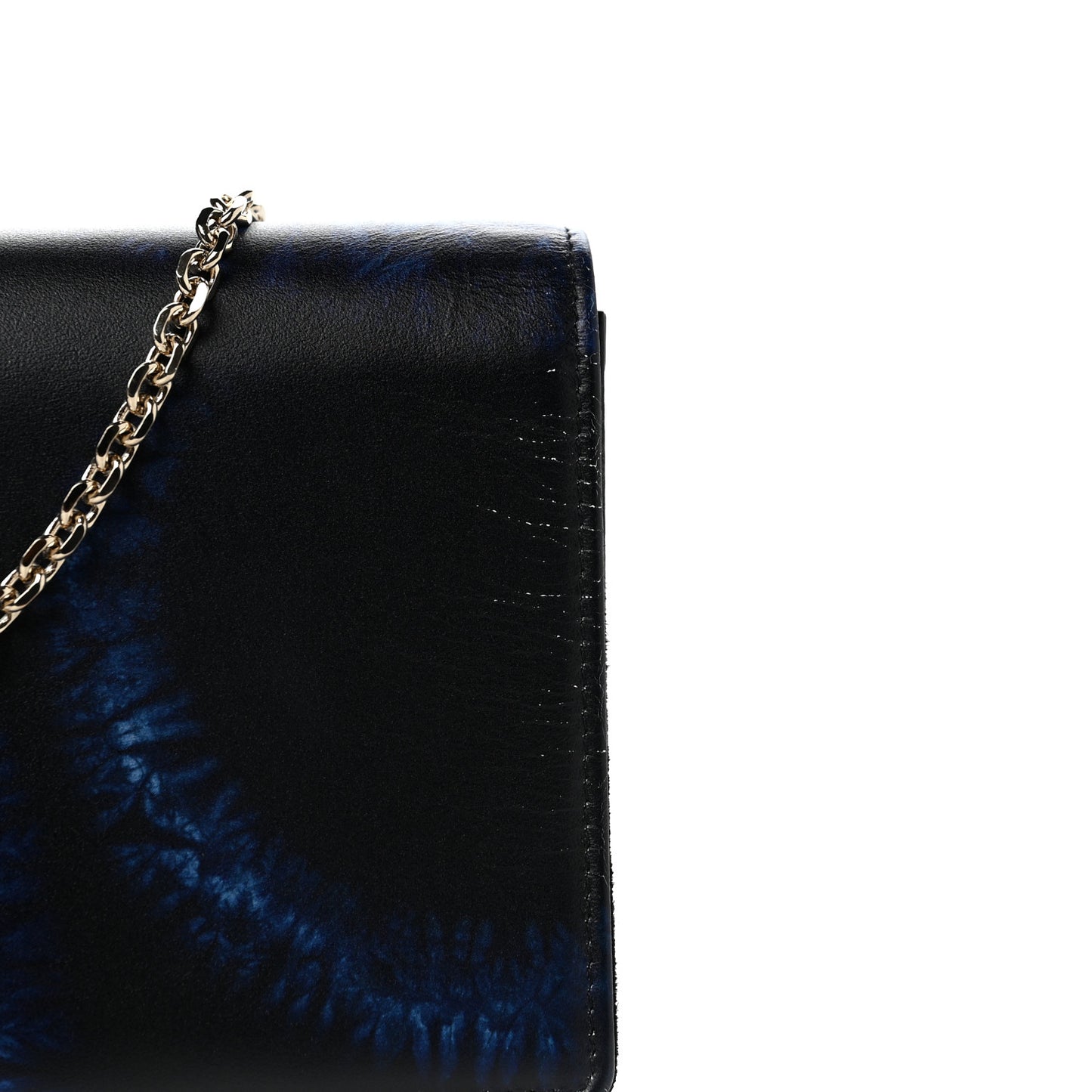 Calfskin Tie Dye Wallet On Chain Blue
