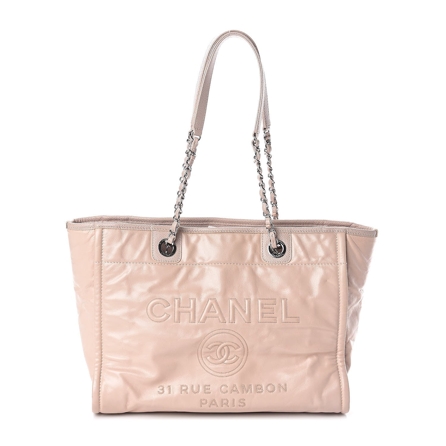 Chanel Glazed Calfskin Small Deauville Tote Light Pink 1 of 10