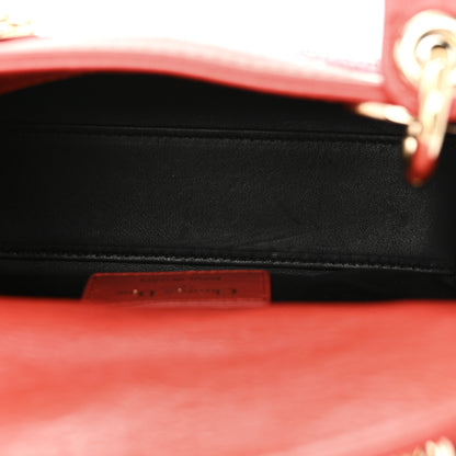 Christian Dior Calfskin Beaded Mini Lady Dior Rouge Multicolor 5 of 9