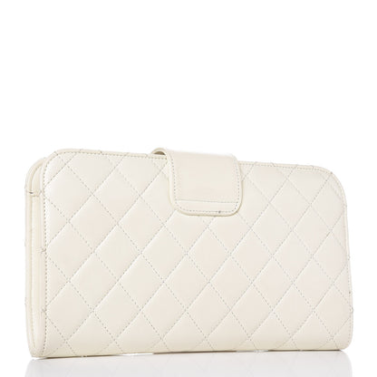 Chanel Sheepskin Quilted Beauty Lock Clutch White 3 of 9