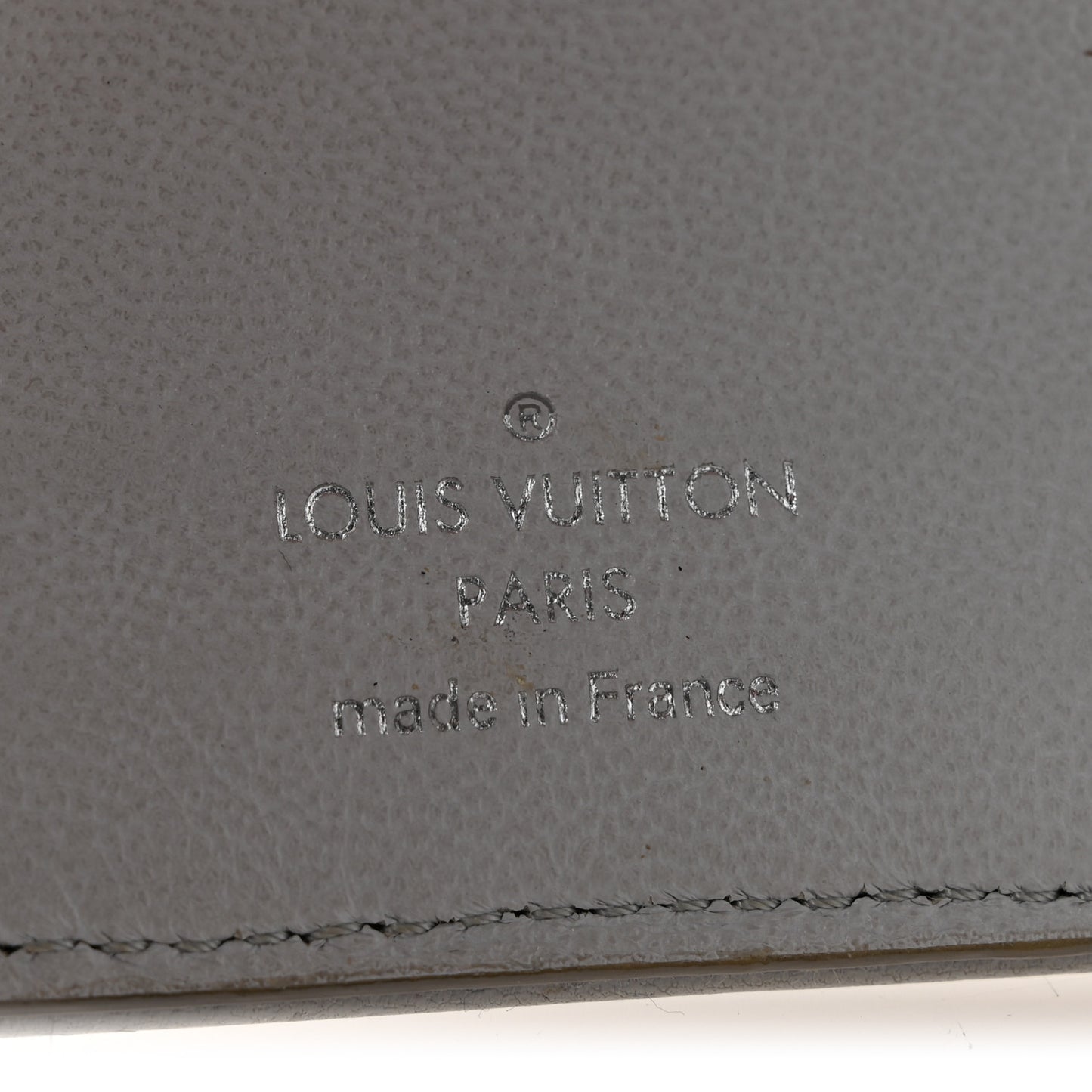 Lambskin Embossed Monogram LV Ski Lou Coussin Wallet Gray