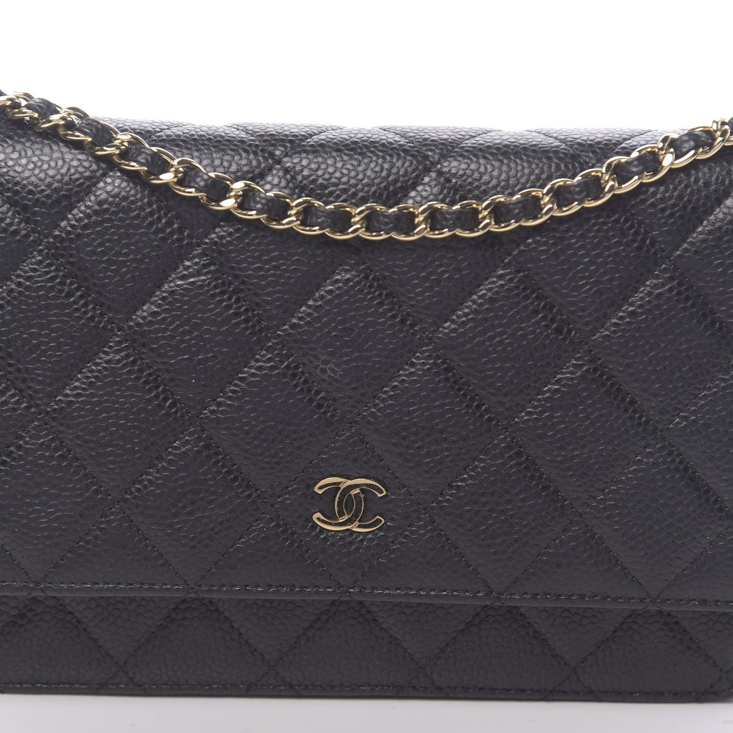 Caviar Quilted Wallet On Chain WOC Black
