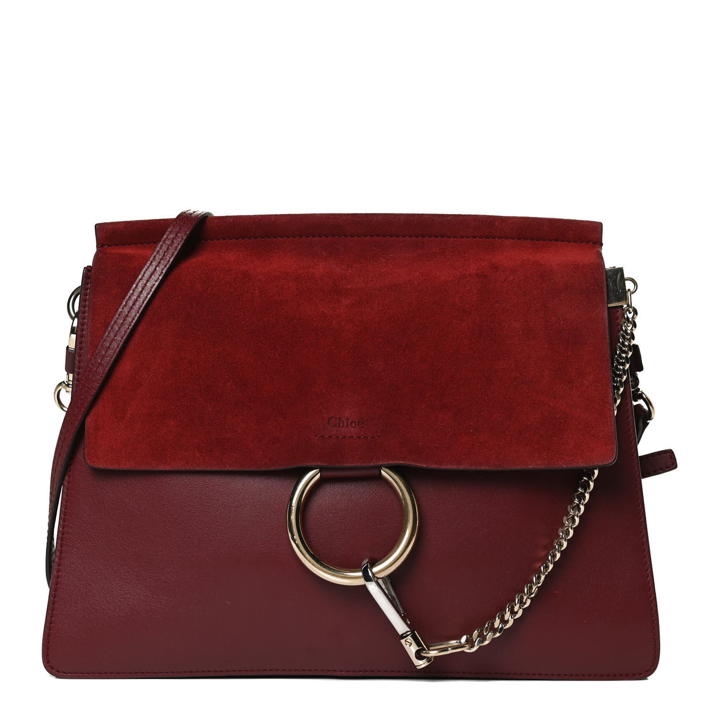 Calfskin Suede Medium Faye Shoulder Bag Plum Purple